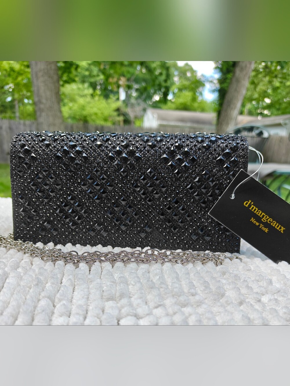 STUDDED BLACK EVENING CLUTCH